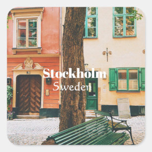 Stockholm Old Town, Gamla Stan, Sweden Souvenir Square Sticker