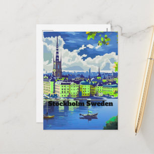 Stockholm postcard Travel Sweden Illustrated card