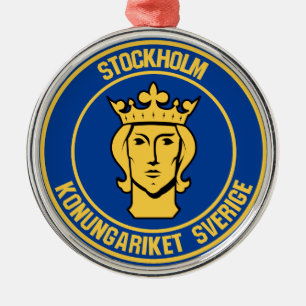 Stockholm Round Emblem Metal Tree Decoration