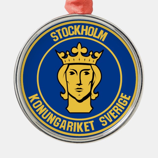 Stockholm Round Emblem Metal Tree Decoration (Front)