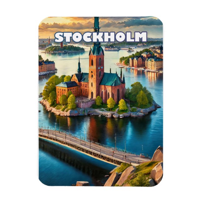 Stockholm, Scandinavian pearl Magnet (Vertical)