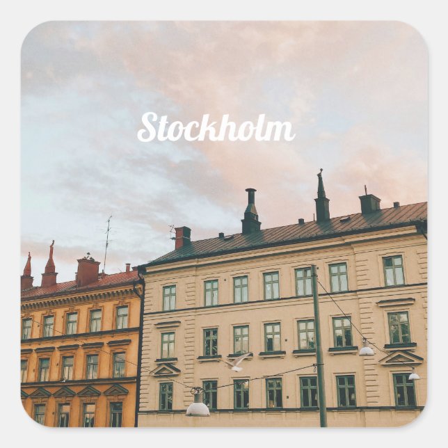 Stockholm Södermalm Cityscape Square Sticker (Front)