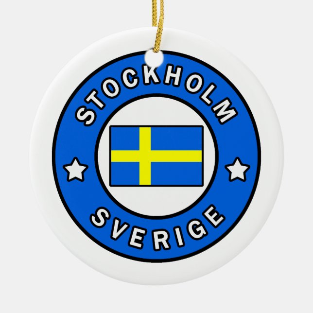 Stockholm Sverige Ceramic Tree Decoration (Front)