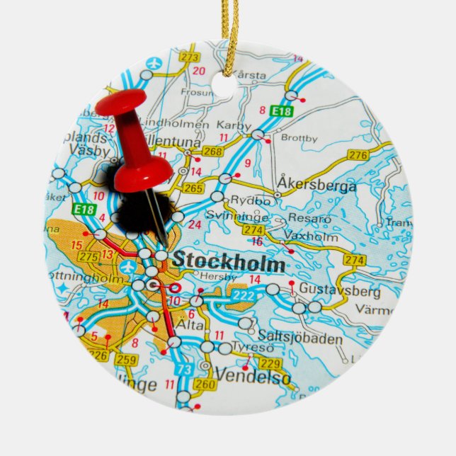 Stockholm, Sweden Ceramic Tree Decoration (Front)