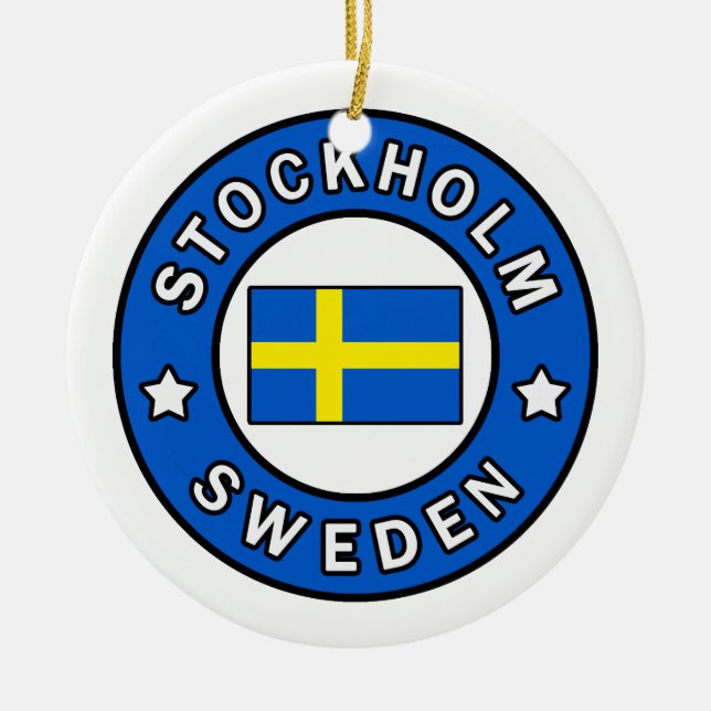Stockholm Sweden Ceramic Tree Decoration (Front)