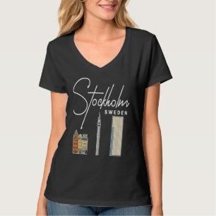 Stockholm Sweden City Skyline Map Travel T-Shirt