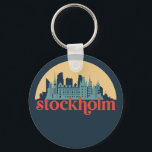 Stockholm Sweden City Skyline Retro Cityscape Art Key Ring<br><div class="desc">Vintage and retro city design with beautiful skyline, tourist attraction and cityscape art. Cool skyscraper and building silhouette illustration merchandise for tourist and traveller. Perfect as souvenir to bring back home when travelling around the world. Save the memory of your travel and vacation with family and friends. Background colour can...</div>