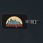 Stockholm Sweden City Skyline Retro Cityscape Art Luggage Tag<br><div class="desc">Vintage and retro city design with beautiful skyline, tourist attraction and cityscape art. Cool skyscraper and building silhouette illustration merchandise for tourist and traveller. Perfect as souvenir to bring back home when travelling. Save the memory of your travel and vacation with family and friends. Background colour can be customised to...</div>