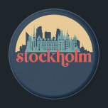 Stockholm Sweden City Skyline Retro Cityscape Art Magnet<br><div class="desc">Vintage and retro city design with beautiful skyline, tourist attraction and cityscape art. Cool skyscraper and building silhouette illustration merchandise for tourist and traveller. Perfect as souvenir to bring back home when travelling all around the world. Save the memory of your travel and vacation with family and friends. Background colour...</div>