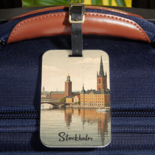 Stockholm Sweden Contemporary Elegant City Art Luggage Tag