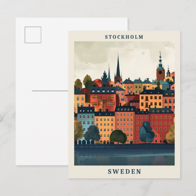 Stockholm Sweden Elegant Art Vintage Travel Postcard (Front/Back)