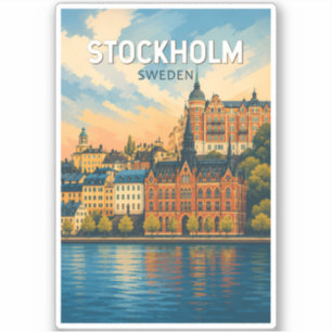 Stockholm Sweden Illustration Travel Art Vintage