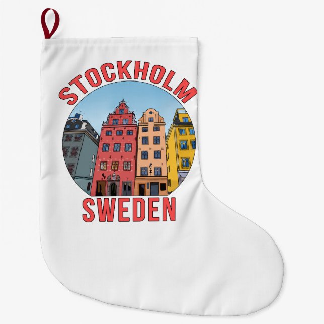 Stockholm Sweden Large Christmas Stocking (Front)