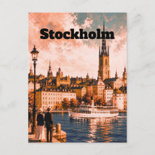 Stockholm Sweden Postcard Art, Stockholm Postcard,