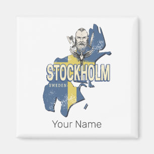 Stockholm Sweden Province Map Vintage Souvenir Magnet