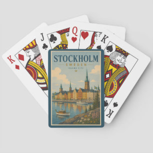 Stockholm Sweden Skyline Illustration Travel Art Playing Cards