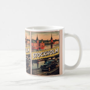 stockholm sweden travel vintage comic book gifts coffee mug