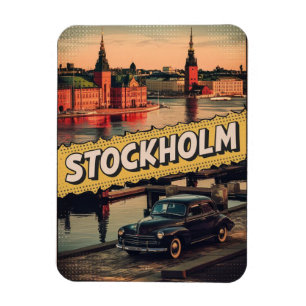 stockholm sweden travel vintage comic book gifts magnet
