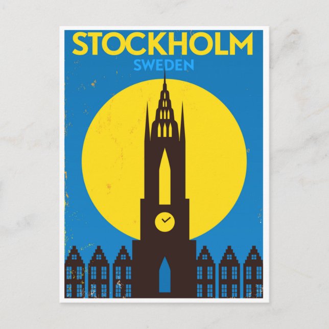 Stockholm Sweden vintage travel scandinavia  Postcard (Front)