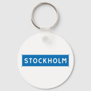 Stockholm, Swedish road sign Key Ring