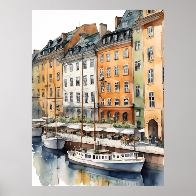 Stockholm watercolor art poster (Front)
