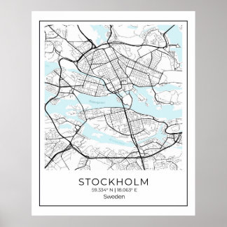 Stockholm White Map - Map Wall Art Decor