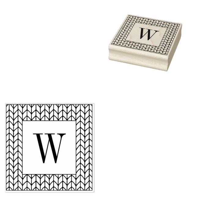 STOCKINETTE FRAME 2.5" Rubber Stamp + Initial (Stamped)