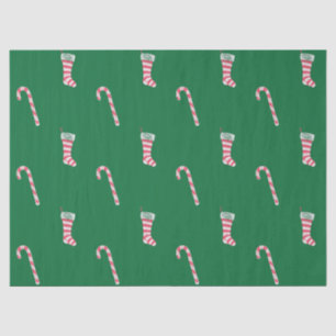 Stocking & Candy Cane Pattern Tissue Paper