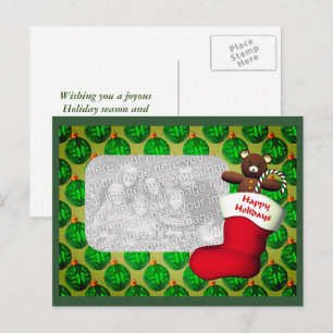 Stocking Christmas Holiday Photo Postcard