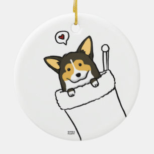 Stocking Corgs Ceramic Tree Decoration