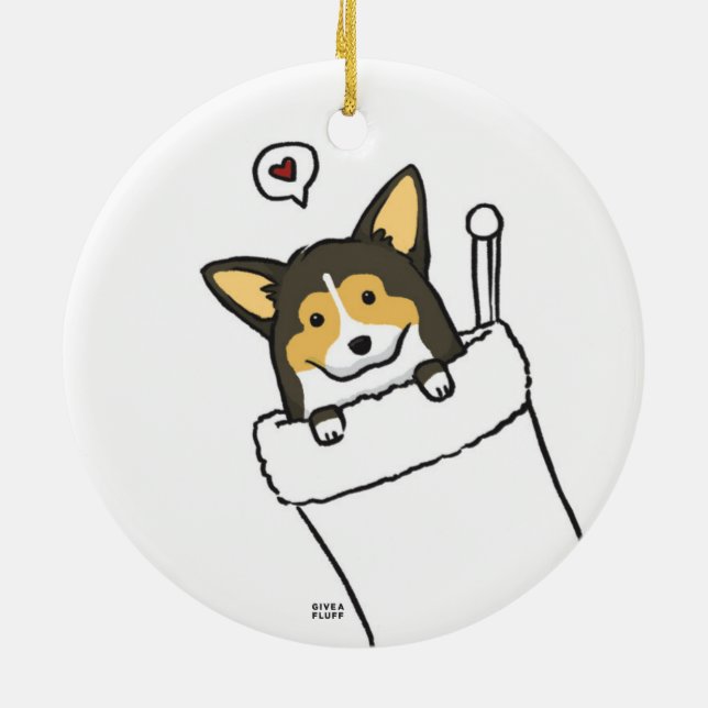Stocking Corgs Ceramic Tree Decoration (Back)