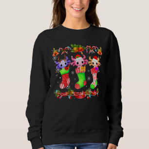 Stocking Santa Elf Axolotl Christmas Socks Lights Sweatshirt