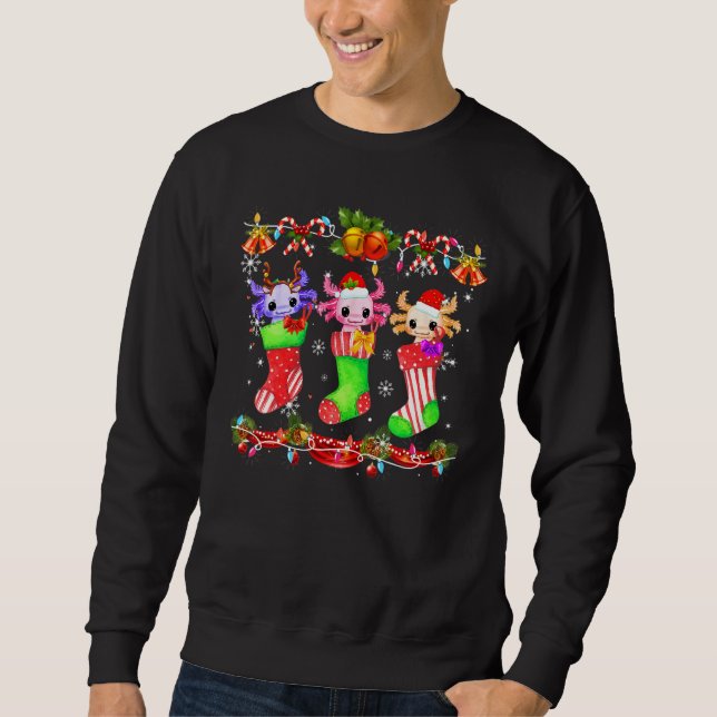 Stocking Santa Elf Axolotl Christmas Socks Lights  Sweatshirt (Front)