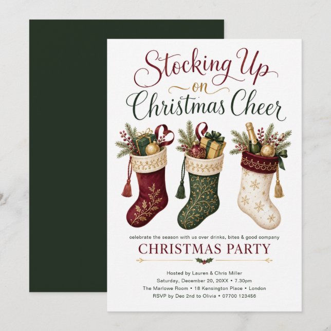 Stocking Up on Christmas Cheer Invitation (Front/Back)