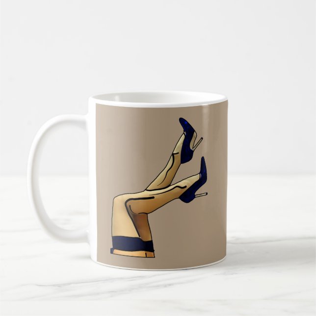Stockings and Blue Stiletto Heels Coffee Mug (Left)