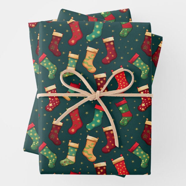 Stockings and Sparkles Wrapping Paper Sheet (In situ)