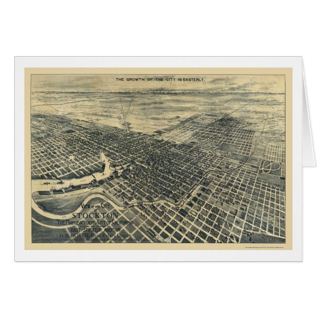 Stockton, CA Panoramic Map - 1895 (Front Horizontal)