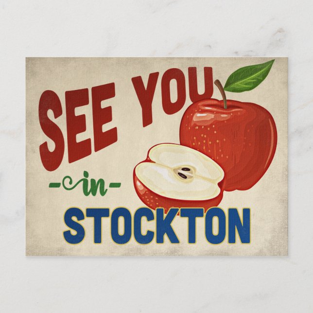 Stockton California Apple - Vintage Travel Postcard (Front)