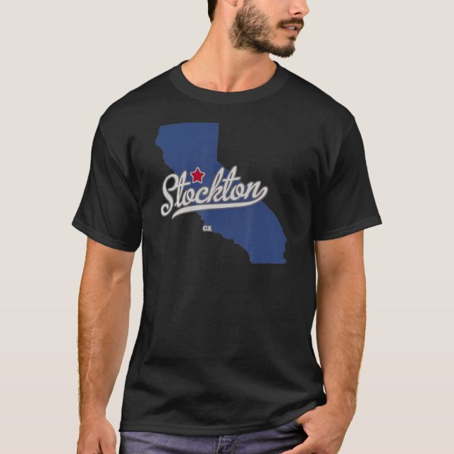 Stockton California CA Map T-Shirt (Front)