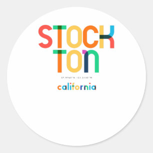 Stockton California Mid Century, Pop Art, Classic Round Sticker