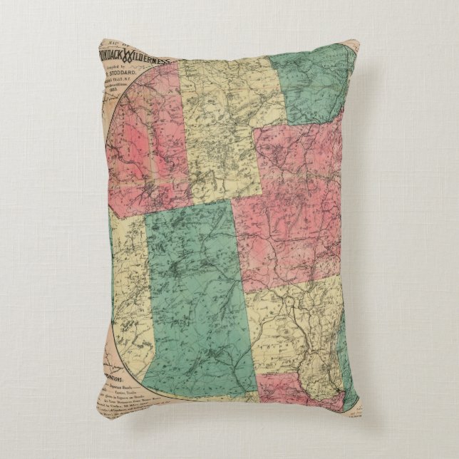 Stoddard's Map of the Adirondack Wilderness, 1883 Decorative Cushion (Front(Vertical))