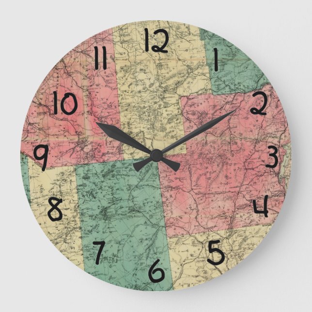 Stoddard's Map of the Adirondack Wilderness, 1883 Large Clock (Front)