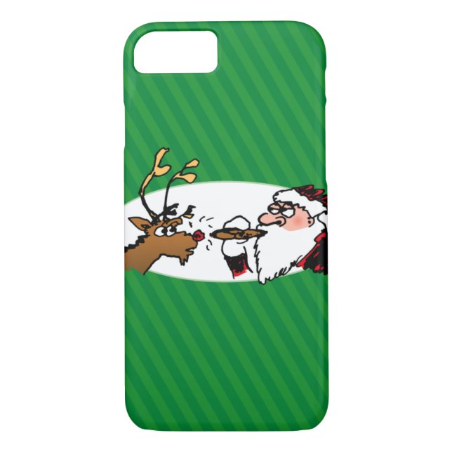 Stogie Smoking Santa Funny Green Stripe Christmas Case-Mate iPhone Case (Back)