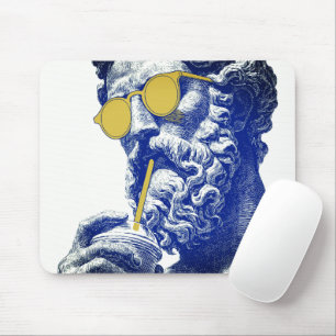 Stoic Guy with Cool Sunglasses Mouse Pad
