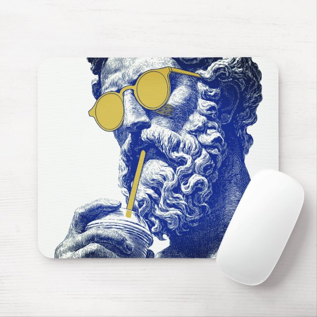 Stoic Guy with Cool Sunglasses Mouse Pad (With Mouse)