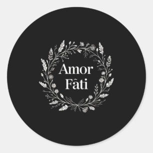 Stoic Minimalist Tee For Women Men Amor Fati Flora Classic Round Sticker