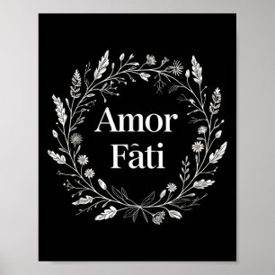 Stoic Minimalist Tee For Women Men Amor Fati Flora Poster