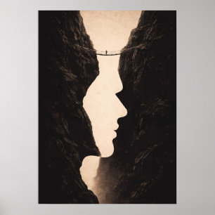 Stoic Optical Illusion Abstract Art, Cliffs, Land Poster