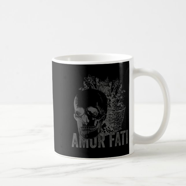 Stoic Philosophy Grey Hellenistic Stoicism Amor Fa Coffee Mug (Right)