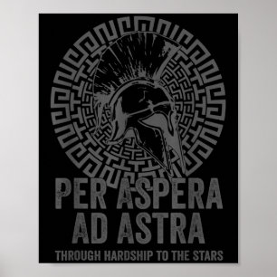 Stoic Philosophy Grey With Translation Per Aspera  Poster